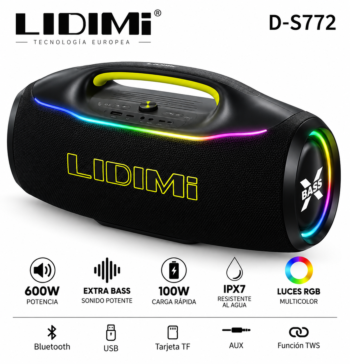 Parlante Portátil LIDIMI D-S772 Super 600W