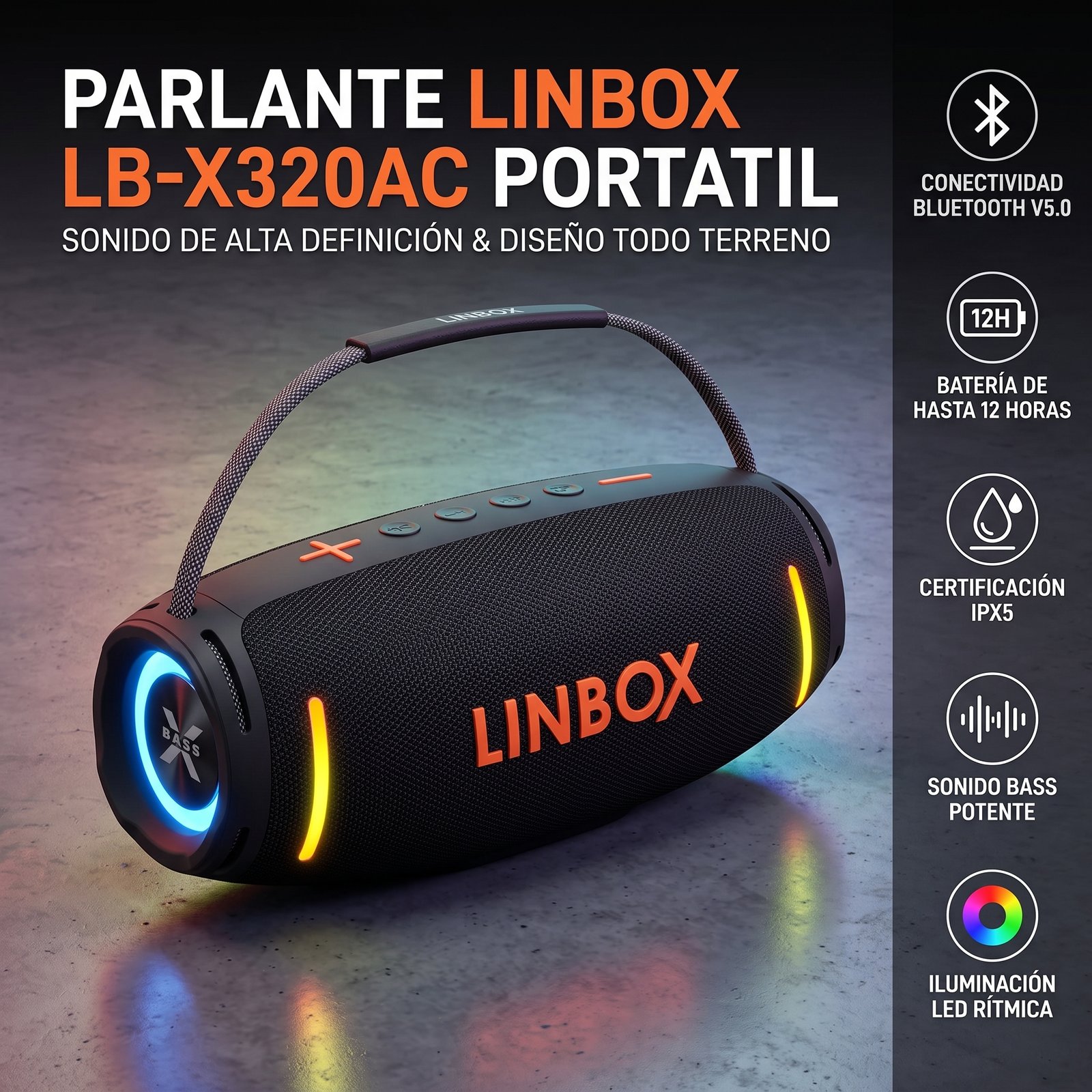 Parlante Portátil LINBOX LB-X320AC 100W Bluetooth - Imagen 2