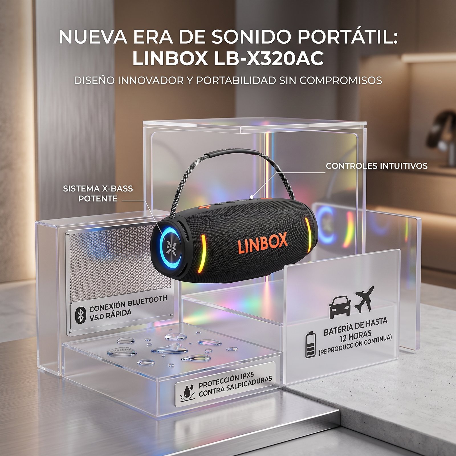 Parlante Portátil LINBOX LB-X320AC 100W Bluetooth - Imagen 3