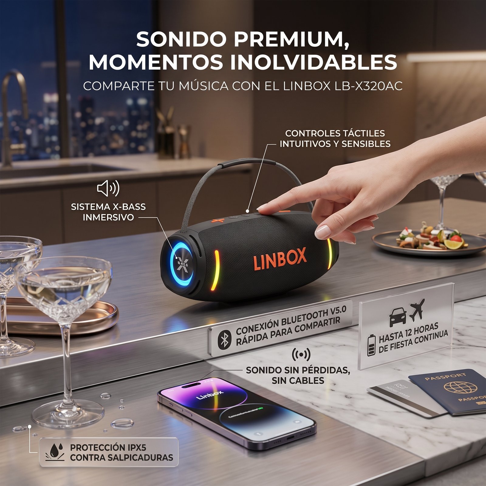 Parlante Portátil LINBOX LB-X320AC 100W Bluetooth - Imagen 4