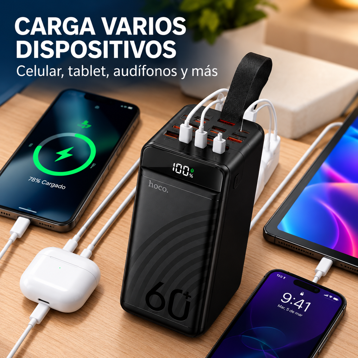 Power Bank HOCO J123C 60000mAh Carga Rápida 22.5W - Imagen 2