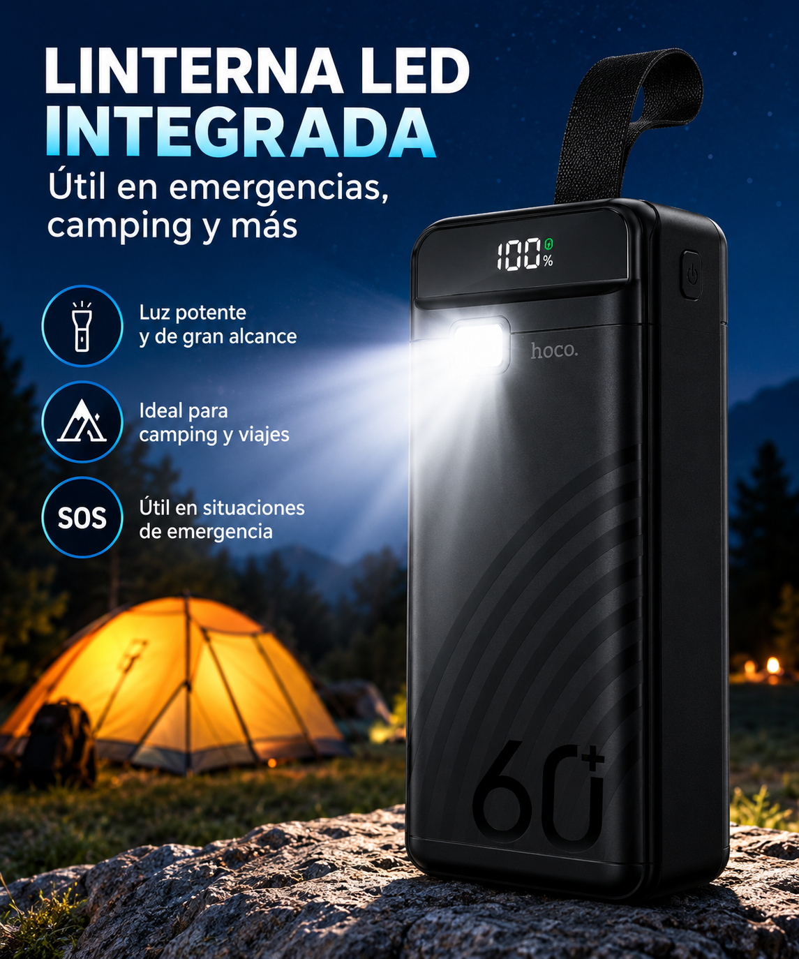 Power Bank HOCO J123C 60000mAh Carga Rápida 22.5W - Imagen 3