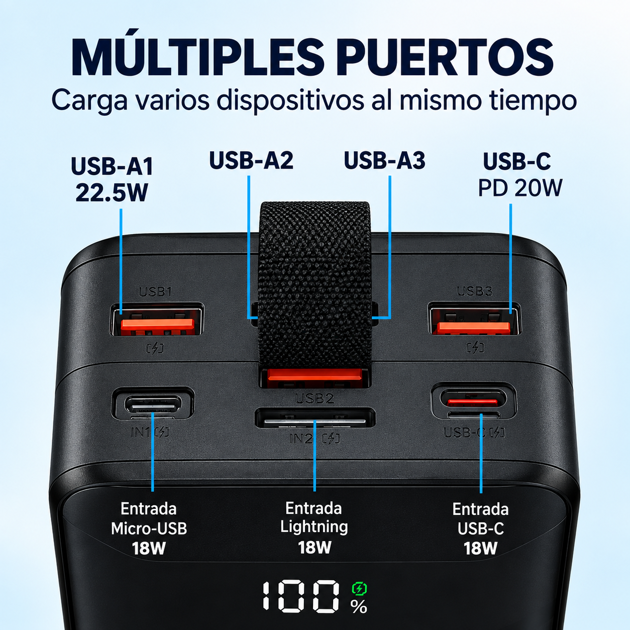 Power Bank HOCO J123C 60000mAh Carga Rápida 22.5W - Imagen 4
