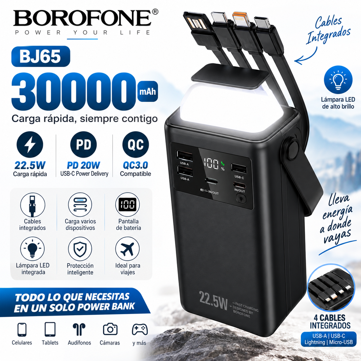 Power Bank BOROFONE BJ65 30000mAh - Imagen 2