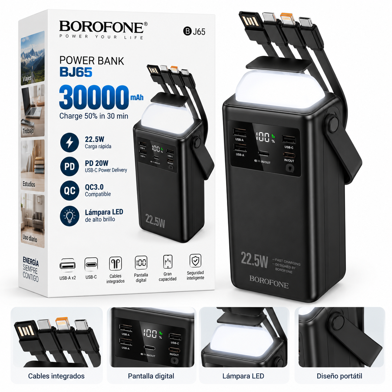 Power Bank BOROFONE BJ65 30000mAh - Imagen 3