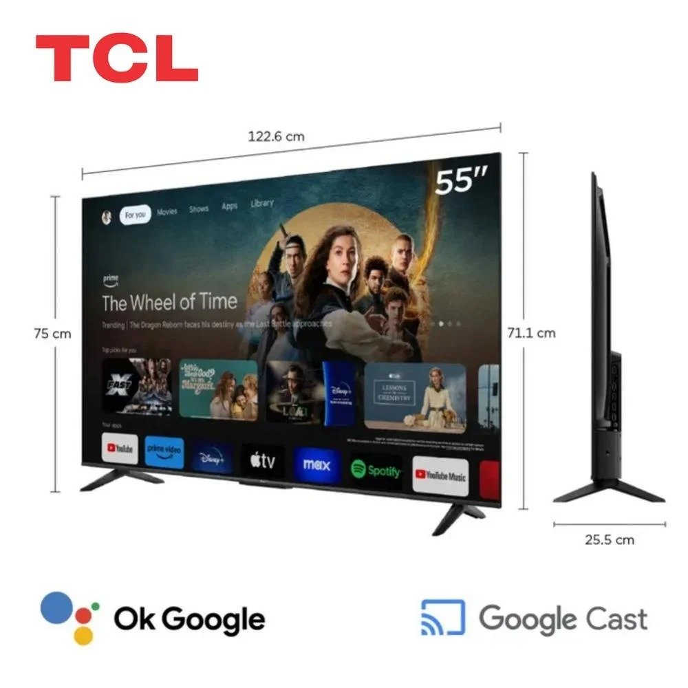 TV TCL 55" LED 4K UHD Google TV 55V6C - Imagen 2