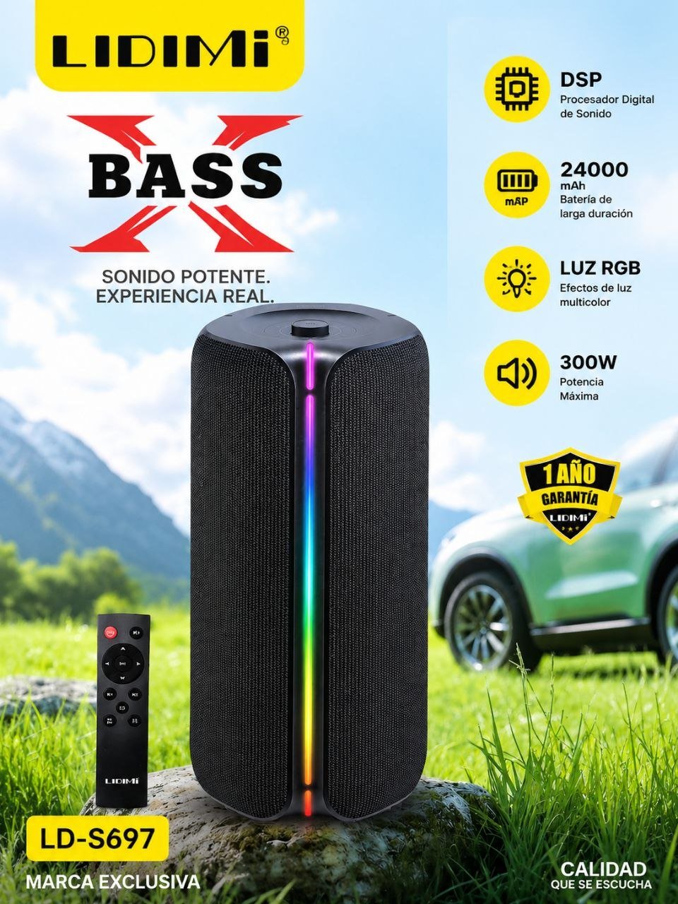Parlante LIDIMI LD-S697 X-Bass 300W 24000mAh RGB - Imagen 4